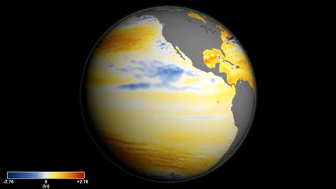 Global sea level rise is accelerating incrementally over time rather than increasing at a steady rate, as previously thought, according to a new study based on 25 years of NASA and European satellite data. (NASA's Goddard Space Flight Center/Kathryn Mersmann)