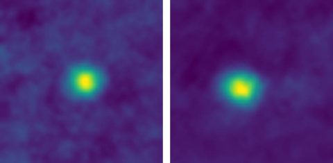 With its Long Range Reconnaissance Imager (LORRI), New Horizons has observed several Kuiper Belt objects (KBOs) and dwarf planets at unique phase angles, as well as Centaurs at extremely high phase angles to search for forward-scattering rings or dust. These December 2017 false-color images of KBOs 2012 HZ84 (left) and 2012 HE85 are, for now, the farthest from Earth ever captured by a spacecraft. They're also the closest-ever images of Kuiper Belt objects. (NASA/JHUAPL/SwRI)