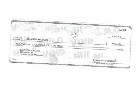 Altered Check Kelvin Polock tried to Cash.