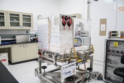 A view of ASIM being prepared for launch. (NASA)