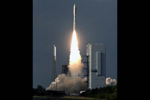 A United Launch Alliance Atlas V rocket lifts off from Space Launch Complex 41 at Cape Canaveral Air Force Station carrying the NOAA Geostationary Operational Environmental Satellite, or GOES-S. Liftoff was at 6:02pm CST. GOES-S is the second satellite in a series of next-generation weather satellites. (NASA/Kim Shiflett) A United Launch Alliance Atlas V rocket lifts off from Space Launch Complex 41 at Cape Canaveral Air Force Station carrying the NOAA Geostationary Operational Environmental Satellite, or GOES-S. Liftoff was at 6:02pm CST. GOES-S is the second satellite in a series of next-generation weather satellites. (NASA/Kim Shiflett)