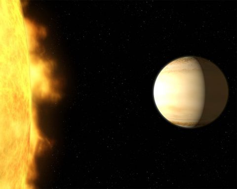 Using Hubble and Spitzer space telescopes, scientists studied the "hot Saturn" called WASP-39b - a hot, bloated, Saturn-mass exoplanet located about 700 light-years from Earth. By dissecting starlight filtering through the planet's atmosphere into its component colors, the team found clear evidence for a large amount of water vapor. (NASA, ESA, G. Bacon and A. Feild (STScI), and H. Wakeford (STScI/Univ. of Exeter)) Using Hubble and Spitzer space telescopes, scientists studied the "hot Saturn" called WASP-39b - a hot, bloated, Saturn-mass exoplanet located about 700 light-years from Earth. By dissecting starlight filtering through the planet's atmosphere into its component colors, the team found clear evidence for a large amount of water vapor. (NASA, ESA, G. Bacon and A. Feild (STScI), and H. Wakeford (STScI/Univ. of Exeter))