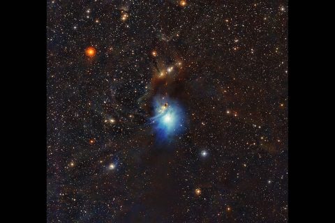 Blue light from a newborn star lights up the reflection nebula IC 2631. This nebula is part of the Chamaeleon star-forming region, which Webb will study to learn more about the formation of water and other cosmic ices. (European Southern Observatory (ESO))