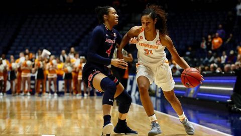 Tennessee Women's Basketball gets 64-61 win over Auburn Thursday night at the SEC Tournament at Bridgestone Arena. (Tennessee Athletics)