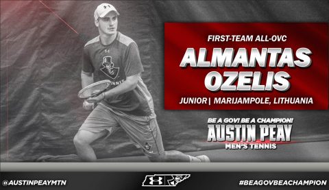 Almantas Ozelis with the Austin Peay Men's Tennis team has been named to the First Team All OVC. (APSU Sports Information)