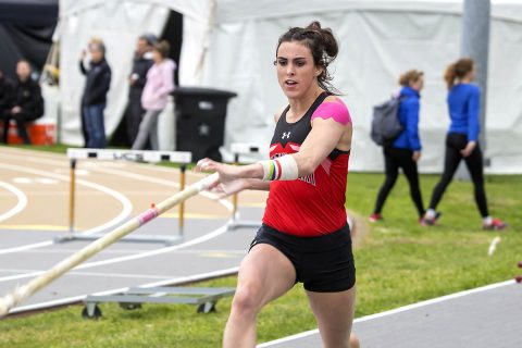 Austin Peay Women's Track and Field junior Savannah Amato sets new APSU record in the pole vault at the Hilltopper Relays, Friday. (APSU Sports Information)