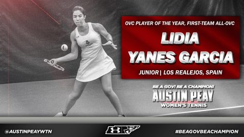 Austin Peay Women's Tennis team's Lidia Yanes Garcia named OVC Player of the Year. (APSU Sports Information)