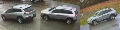 The suspect was seen entering this Jeep Cherokee at a few of the burglaries.