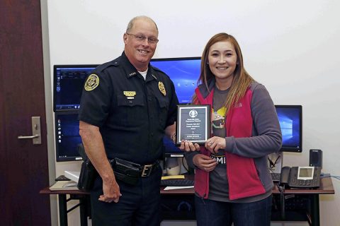 Deputy Chief Parr and Lynn Stuck - Coworker of the Year-City. (Jim Knoll, CPD)