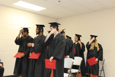 Jeremy Martin-Proctor, Dalton Lawrence, Cedric Laster, Tollie Thomas, Joseph Stewart, De’Norris Franklin, Britteny Mostella, Hanna Edwards, and Kiersten Napodano graduated from the Inmate High School Equivalency Program.