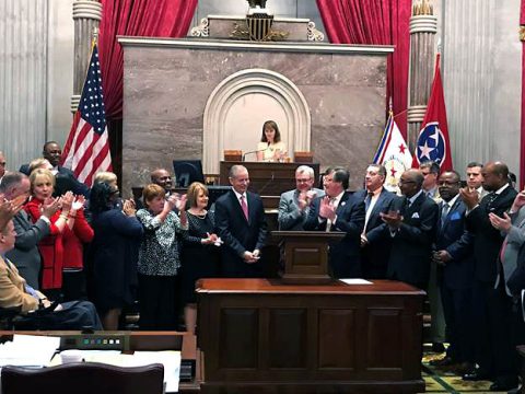 Tennessee State Representative Joe Pitts being honored in the Tennessee House of Representatives for his twelve years of service.