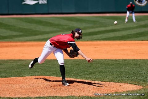 Austin Peay pitcher Brandon Vial throws five scoreless innings in Sunday afternoon loss to Clemson. (APSU Sports Information)