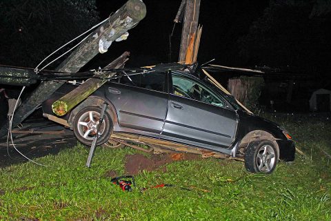 Clarksville Police were dispatched to vehicle accident on Oak Street Saturday were the vehicle left the road and struck a utility pole. One person was killed. (Officer Atkins, Clarksville Police Department)