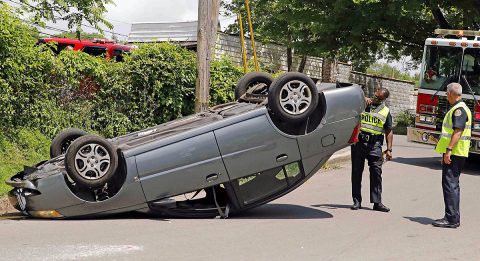 A 19 year old female in a Saturn turned onto Woodmont Boulevard and rolled the car. (Jim Knoll, CPD)