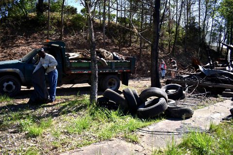 More than 1,900 lbs of trash, 325 lbs of plastic and aluminum recyclables and 186 tires were removed from the area by volunteers.