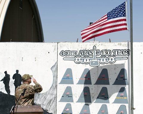Col. Billy Pruett, Train, Advise, Assist Command-Air (TAAC-Air) command surgeon general, salutes in honor of Staff Sgt. Aaron Butler during a Memorial Day service May 28, 2018, Kabul, Afghanistan. Pruett read about how and when Butler fell and honored Butler’s sacrifice. (U.S. Air Force photo by Staff Sgt. Jared J. Duhon) Col. Billy Pruett, Train, Advise, Assist Command-Air (TAAC-Air) command surgeon general, salutes in honor of Staff Sgt. Aaron Butler during a Memorial Day service May 28, 2018, Kabul, Afghanistan. Pruett read about how and when Butler fell and honored Butler’s sacrifice. (U.S. Air Force photo by Staff Sgt. Jared J. Duhon)