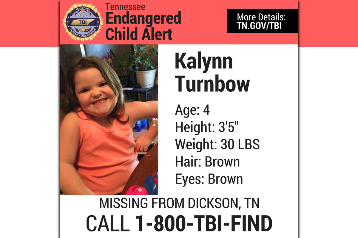 Tennessee Bureau of Investigation looking for Missing Endangered Child