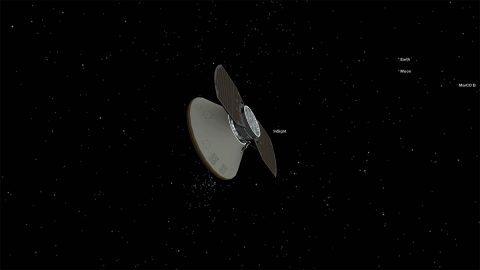 NASA's InSight spacecraft is currently cruising to Mars. Yesterday, it performed its first course correction guiding it to the Red Planet. (NASA/JPL-Caltech) NASA's InSight spacecraft is currently cruising to Mars. Yesterday, it performed its first course correction guiding it to the Red Planet. (NASA/JPL-Caltech)