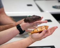 Participants examine recommended portion sizes for steak and chicken during the Fueling for Health class at Fort Campbell’s Army Wellness Center, May 31. Army spouse Leah Hernandez used the information from Fueling for Health to better understand the fundamentals of nutrition and eating strategies to fuel for optimal health, which combined with physical activity helped her to lose 20 pounds. (U.S. Army photo by Maria Yager)