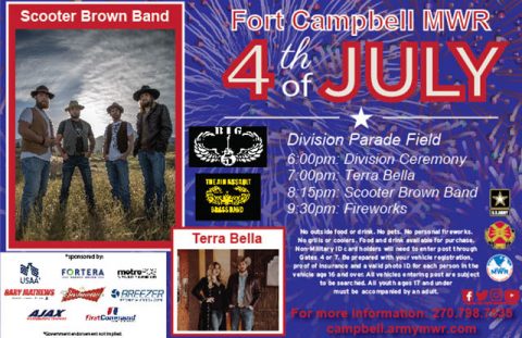 Fort Campbell MWR 2018 Independence Day Carnival, Concert and Fireworks.