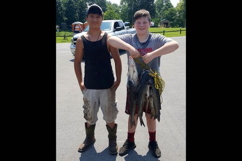 These boys display a string of fish they caught during the Cheatham Lake Annual Fishing Rodeo in Ashland City, Tennessee, June 16th, 2018. (Trey Church, USACE) These boys display a string of fish they caught during the Cheatham Lake Annual Fishing Rodeo in Ashland City, Tennessee, June 16th, 2018. (Trey Church, USACE)
