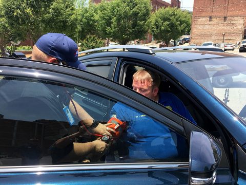 Sergeant James Derico exited the car after 20 minutes and had his vitals check. Sergeant James Derico exited the car after 20 minutes and had his vitals check.