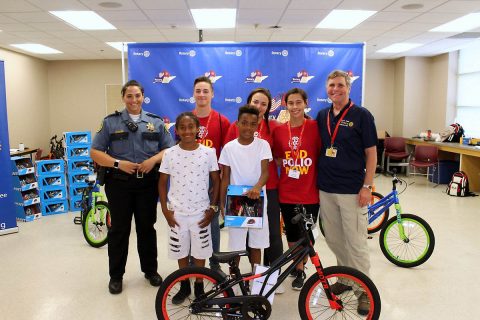 24 bicycles were given away to local elementary school students by the Sunrise Rotary Club and Rotary Youth Leadership Awards with the help of the Montgomery County Sheriff’s Office.