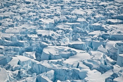 Crevasses near the grounding line of Pine Island Glacier, Antarctica. (I. Joughin, University of Washington)