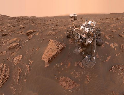 A self-portrait taken by NASA's Curiosity rover taken on Sol 2082 (June 15, 2018). A Martian dust storm has reduced sunlight and visibility at the rover's location in Gale Crater. (NASA/JPL-Caltech/MSSS)