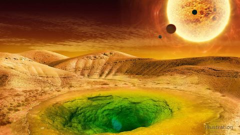 This image is an artist's conception of what life could look like on the surface of a distant planet. (NASA)