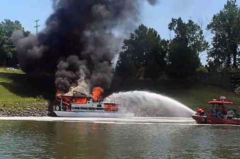 Clarksville Fire and Rescue put out the fire on the houseboat named “Dream Catcher”.