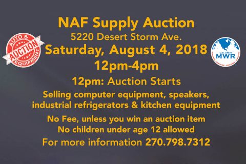 Fort Campbell MWR Equipment Open Bid Auction - August, 4th 2018