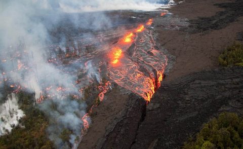 ECOSTRESS's precise temperature measurements could be helpful for other things besides studying plants' heat stress, such as spotting new volcanic fissures and hotspots during an eruption. (USGS)