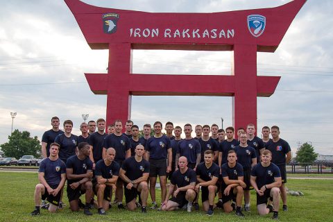 Secretary of the Army Dr. Mark T. Esper conducts physical training with 3rd Battalion, 187th Infantry Regiment, 3rd Brigade Combat Team, 101st Airborne Division (Air Assault), a unit he was a platoon leader in when he joined the Army on Fort Campbell, Ky, July 10th, 2018. Physical Fitness is a cornerstone of readiness and the 101st pushes boundaries and limitations every morning. (Sgt. Patrick Kirby, 40th Public Affairs Detachment)