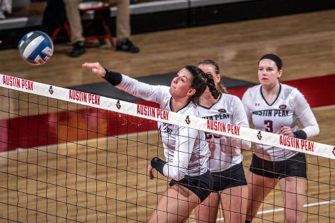 Austin Peay Women's Volleyball defeats Trevecca in five sets Tuesday afternoon at the Dunn Center. (APSU Sports Information)