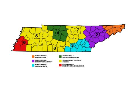 2019 Tennessee Health Insurance Carrier Coverage Map