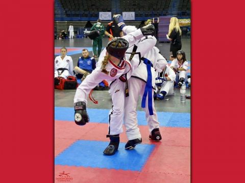 APSU senior Allie Honeycutt sends her opponent reeling during a match at the tournament.