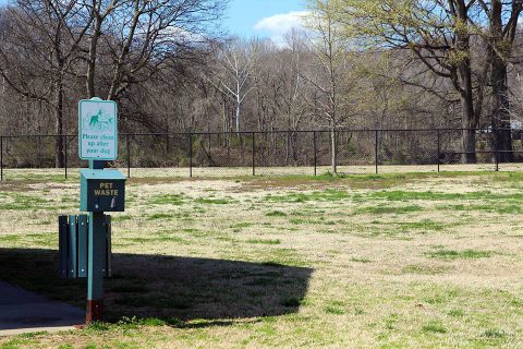 The gate for the King’s Run Bark Park at Liberty Park has been repaired.