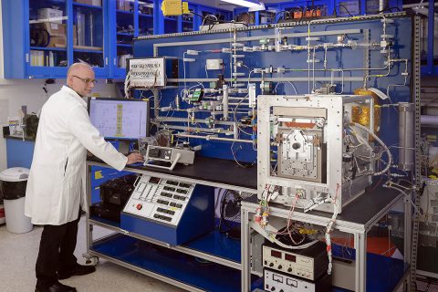 A potential trash management system for future, long-duration space missions, the current version of the Heat Melt Compactor, seen here in its ground configuration, has been tested extensively at NASA's Ames Research Center. (NASA/Ames Research Center/Dominic Hart)