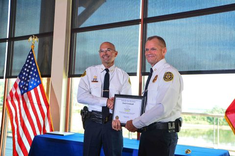 (L-R) Capt. David Crockarell and Clarksville Police Chief Al Ansley.