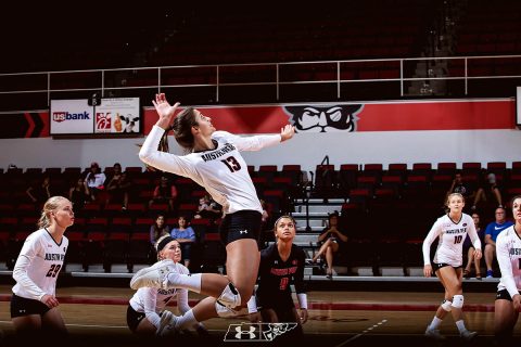 Austin Peay Women's Volleyball senior Cecily Gable nails 18 kills to power Govs past UT Martin, Saturday. (APSU Sports Information)