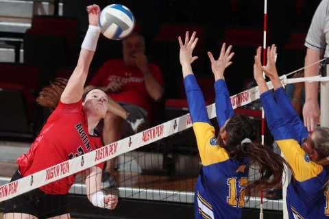 Austin Peay Women's Volleyball sophomore Brooke Moore had 16 kills in win against Morehead State at the Dunn Center, Saturday. (APSU Sports Information)