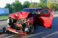 2009 Nissan SUV crashed into the side of a Fire Truck on Tiny Town Road this morning.