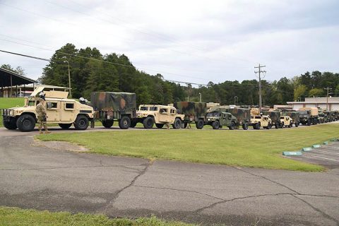 Members of the Tenn. Guard’s 117th Military Police Battalion prepare to depart battalion headquarters in Athens, Tenn. for South Carolina, September 16, 2018. More than 100 personnel from the battalion will provide assistance to South Carolina residents in the aftermath of Hurricane Florence. (CW4 Nick Atwood, Tenn. National Guard)