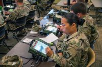 Test participant Soldiers from the 39th Brigade Engineer Battalion “Bullstrike,” 2nd Brigade Combat Team “Strike,” participate in Operator New Equipment Training for the Spider Increment 1A networked munition system. Operator New Equipment Training prepares Soldiers to use the Spider Increment 1A in support of the Initial Operational Test (IOT).