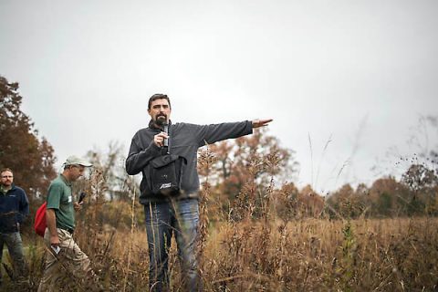 APSU Associate Professor of Biology, Dr. Dwayne Estes, leads a tour through Baker Prairie Natural Area.