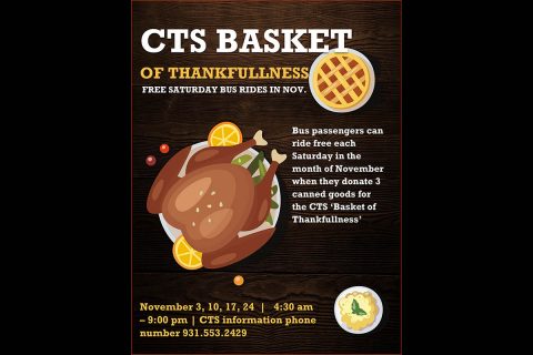 Clarksville Transit System Basket of Thankfulness will help Manna Cafe serve people in need.