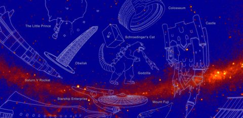 New, unofficial constellations appear in this image of the sky mapped by NASA’s Fermi Gamma-ray Space Telescope. Fermi scientists devised the constellations to highlight the mission’s 10th year of operations. Fermi has mapped about 3,000 gamma-ray sources — 10 times the number known before its launch and comparable to the number of bright stars in the traditional constellations. (NASA)