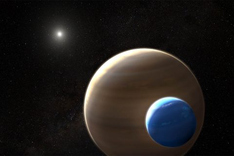 NASA’s Hubble and Kepler space telescopes have uncovered what could be the first moon outside our solar system ever found. More observations are needed to confirm this discovery. (NASA/ESA/L. Hustak)