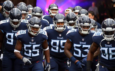 Tennessee Titans defenders take the field before a game against the Baltimore Ravens. (Christopher Hanewinckel-USA TODAY Sports)